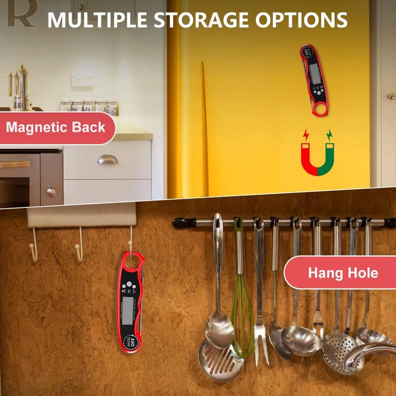 Meat Thermometer Digital, Instant Read Food Thermometer with Dual Probe, Backlight LCD Display, Calibration Function, Kitchen Accessories for BBQ Grill, Christmas Stocking Stuffers for Men